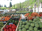 The weekly market at Brantome.